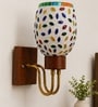 Wooden Gold Wall Lamp with Mosaic Glass