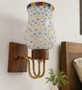 Wooden Gold Wall Lamp with Mosaic Glass