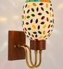 Wooden Gold Wall Lamp with Mosaic Glass