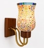 Wooden Gold Wall Lamp with Mosaic Glass