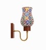 Wooden Gold Wall Lamp with Mosaic Glass