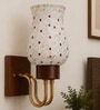 Wooden Gold Wall Lamp with Mosaic Glass