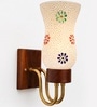 Wooden Gold Wall Lamp with Mosaic Glass