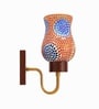 Wooden Gold Wall Lamp with Mosaic Glass