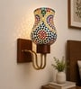 Wooden Gold Wall Lamp with Mosaic Glass