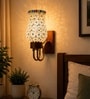 Wooden Gold Wall Lamp with Mosaic Glass