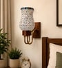 Wooden Gold Wall Lamp with Mosaic Glass