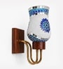 Wooden Gold Wall Lamp with Mosaic Glass