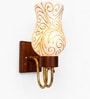Wooden Gold Wall Lamp with Mosaic Glass