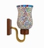 Wooden Gold Wall Lamp with Mosaic Glass