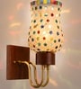 Wooden Gold Wall Lamp with Mosaic Glass