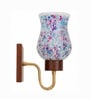 Wooden Gold Wall Lamp with Mosaic Glass