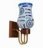 Wooden Gold Wall Lamp with Mosaic Glass
