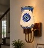 Wooden Gold Wall Lamp with Mosaic Glass