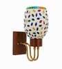 Wooden Gold Wall Lamp with Mosaic Glass