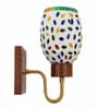 Wooden Gold Wall Lamp with Mosaic Glass