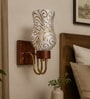 Wooden Gold Wall Lamp with Mosaic Glass