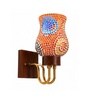 Wooden Gold Wall Lamp with Mosaic Glass