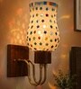 Wooden Gold Wall Lamp with Mosaic Glass