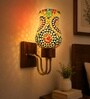 Wooden Gold Wall Lamp with Mosaic Glass