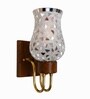 Wooden Gold Wall Lamp with Mosaic Glass