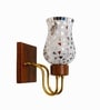 Wooden Gold Wall Lamp with Mosaic Glass