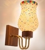 Wooden Gold Wall Lamp with Mosaic Glass