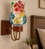 Wooden Gold Wall Lamp with Mosaic Glass