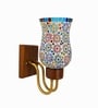 Wooden Gold Wall Lamp with Mosaic Glass