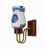 Wooden Gold Wall Lamp with Mosaic Glass