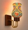 Wooden Gold Wall Lamp with Mosaic Glass