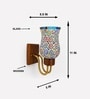 Wooden Gold Wall Lamp with Mosaic Glass