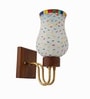 Wooden Gold Wall Lamp with Mosaic Glass