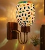 Wooden Gold Wall Lamp with Mosaic Glass
