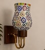 Wooden Gold Wall Lamp with Mosaic Glass