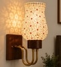 Wooden Gold Wall Lamp with Mosaic Glass