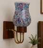Wooden Gold Wall Lamp with Mosaic Glass