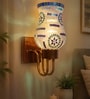 Wooden Gold Wall Lamp with Mosaic Glass