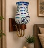 Wooden Gold Wall Lamp with Mosaic Glass
