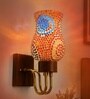 Wooden Gold Wall Lamp with Mosaic Glass