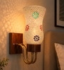 Wooden Gold Wall Lamp with Mosaic Glass