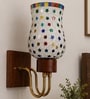 Wooden Gold Wall Lamp with Mosaic Glass