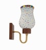 Wooden Gold Wall Lamp with Mosaic Glass