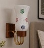 Wooden Gold Wall Lamp with Mosaic Glass