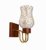 Wooden Gold Wall Lamp with Mosaic Glass