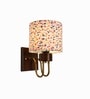 Wooden Gold Wall Lamp with Multicolor cotton shade