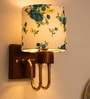 Wooden Gold Wall Lamp with Multicolor cotton shade