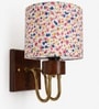 Wooden Gold Wall Lamp with Multicolor cotton shade