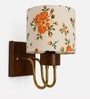 Wooden Gold Wall Lamp with Multicolor cotton shade