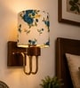 Wooden Gold Wall Lamp with Multicolor cotton shade